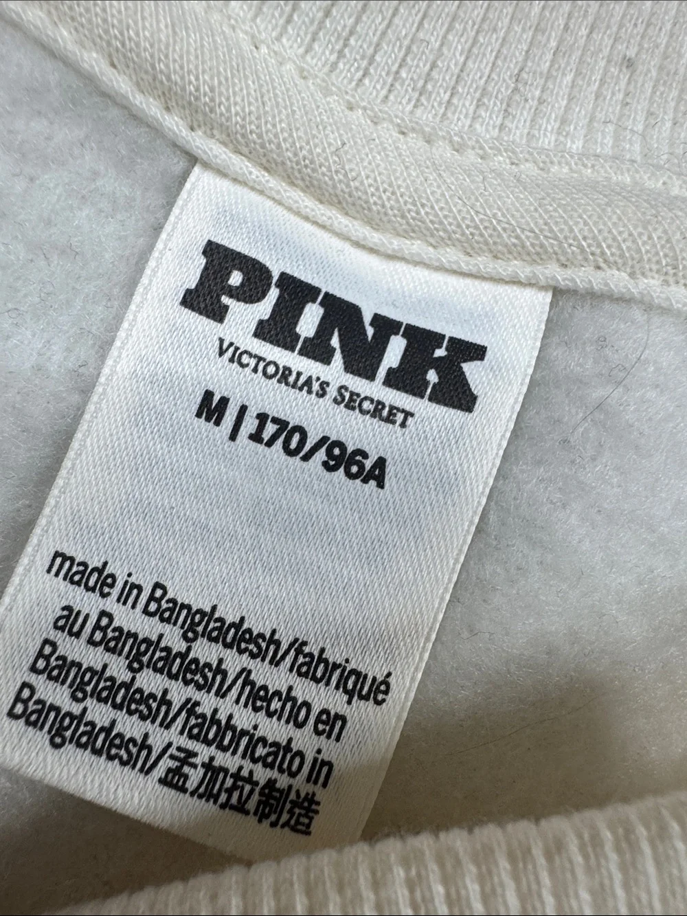 PINK Victoria's Secret Crewneck Cream Sweatshirt lace Light Pink Logo EUC M - Picture 6 of 10